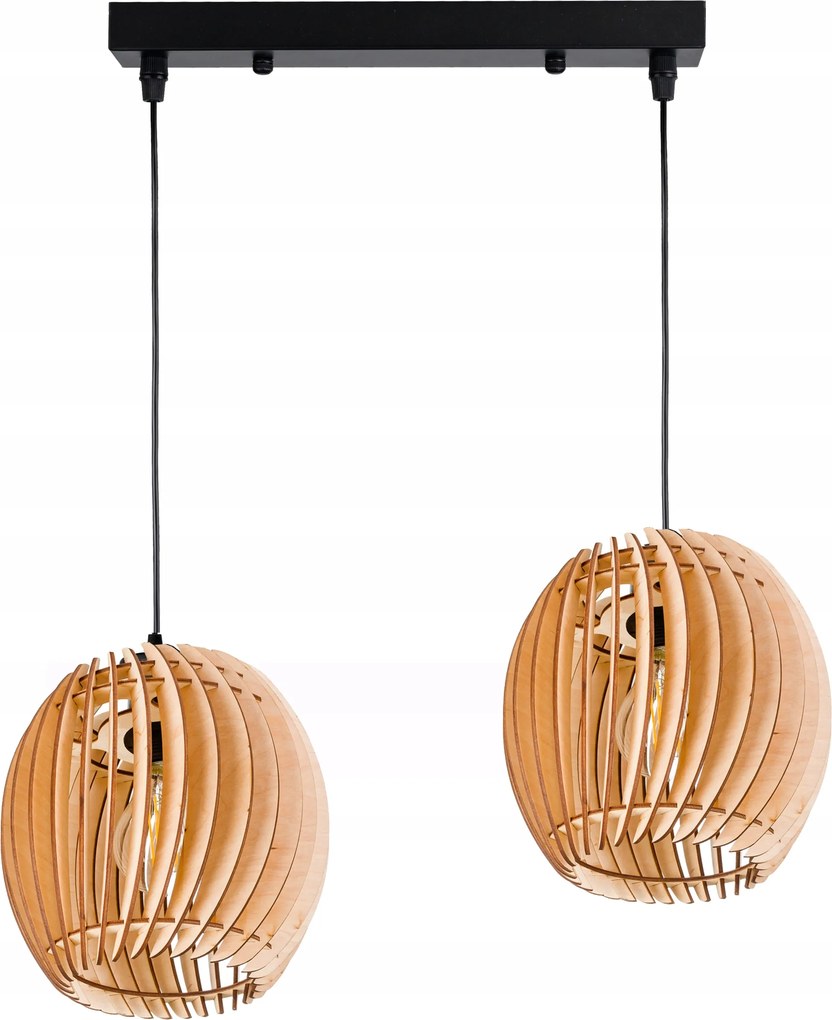 Függőlámpa mennyezeti csillár Túlnyúlás gerenda lámpabúra Hordó fa 2x E27