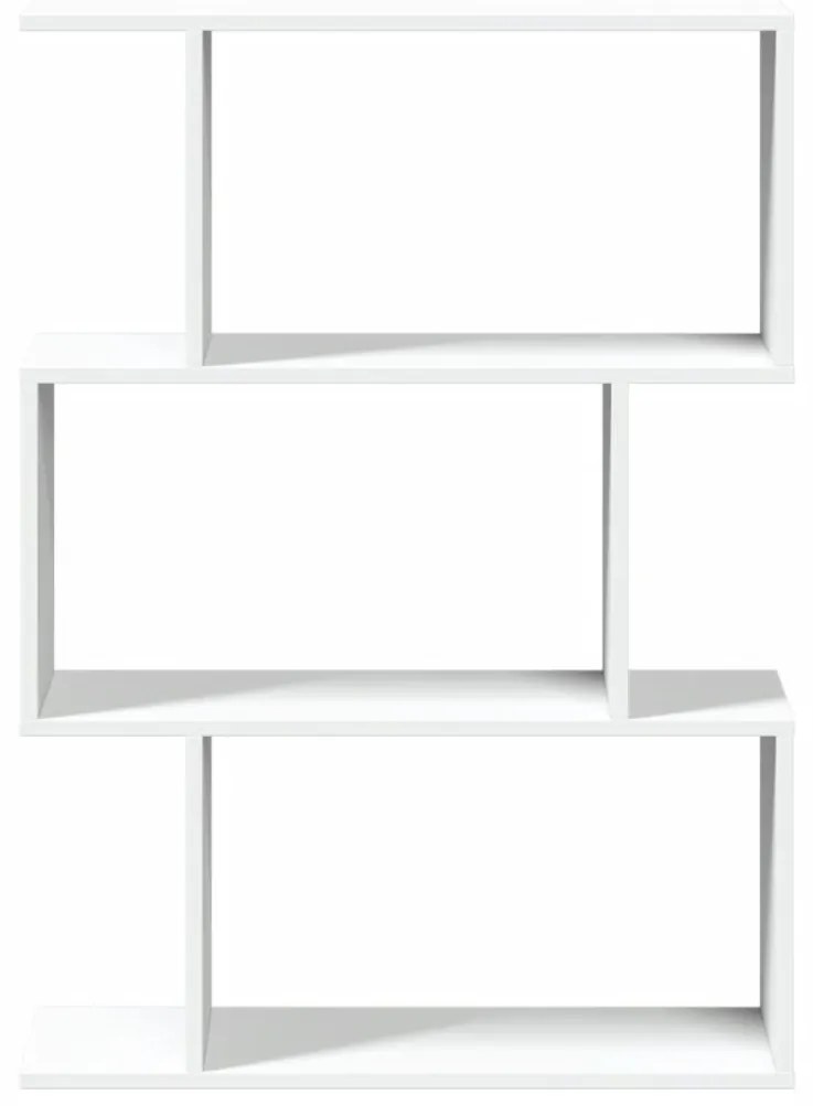 3 szintes fehér szerelt fa elválasztó könyvespolc 70x24x97 cm