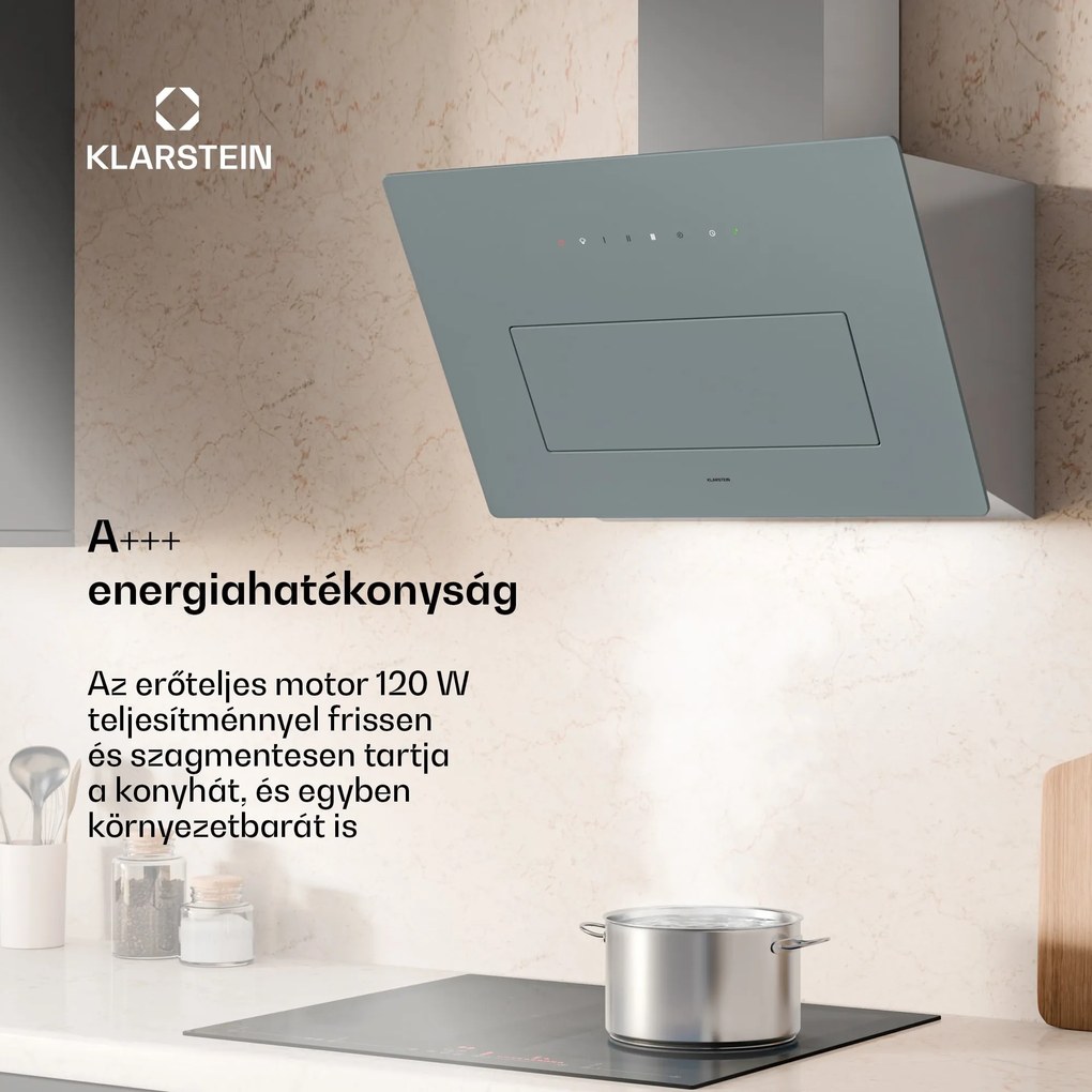 Klarstein SleekAir elszívó, A+++, 717 m³/h, Érintő, LED, 60 cm