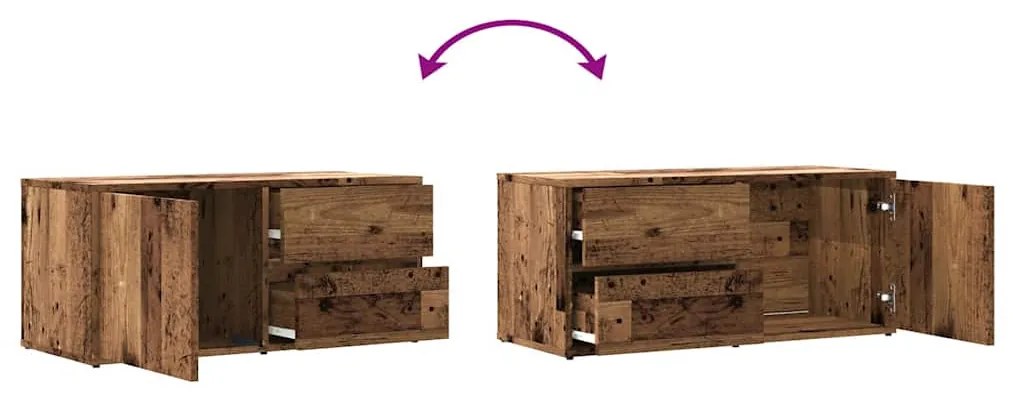 antik fa színű szerelt fa TV-szekrény 80x34x35,5 cm