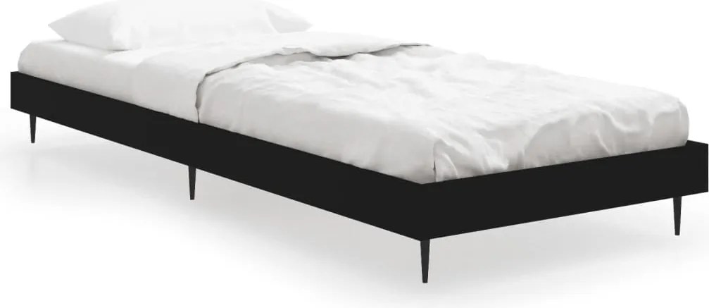 vidaXL fekete szerelt fa ágykeret 75 x 190 cm