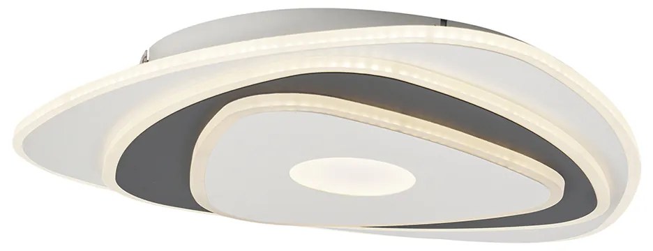 Design mennyezeti lámpa fehér, sötétszürke organikus formával, LED-del, dimmelhető - Taylor