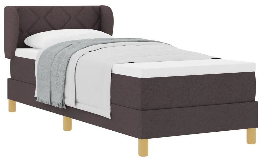 Box Spring Ágy matraccal - Sötétbarna, 80x200 cm, Szövet