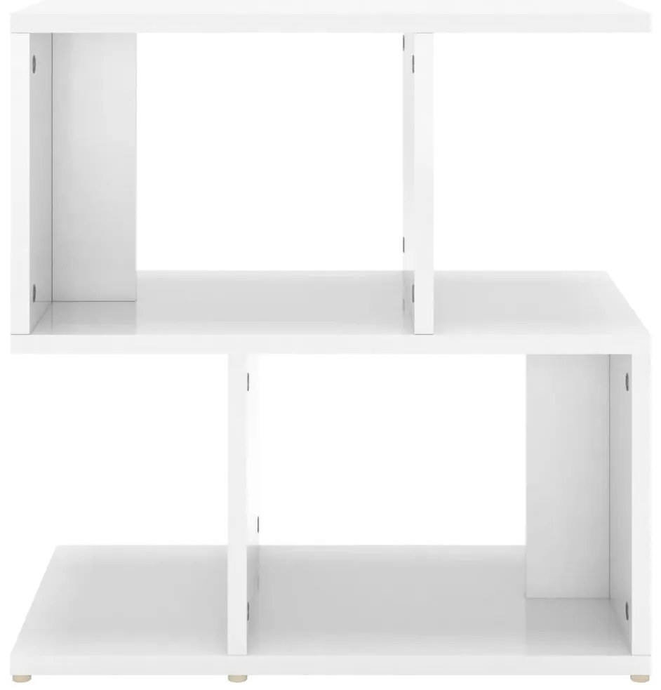 2 db magasfényű fehér szerelt fa éjjeliszekrény 50x30x51,5cm