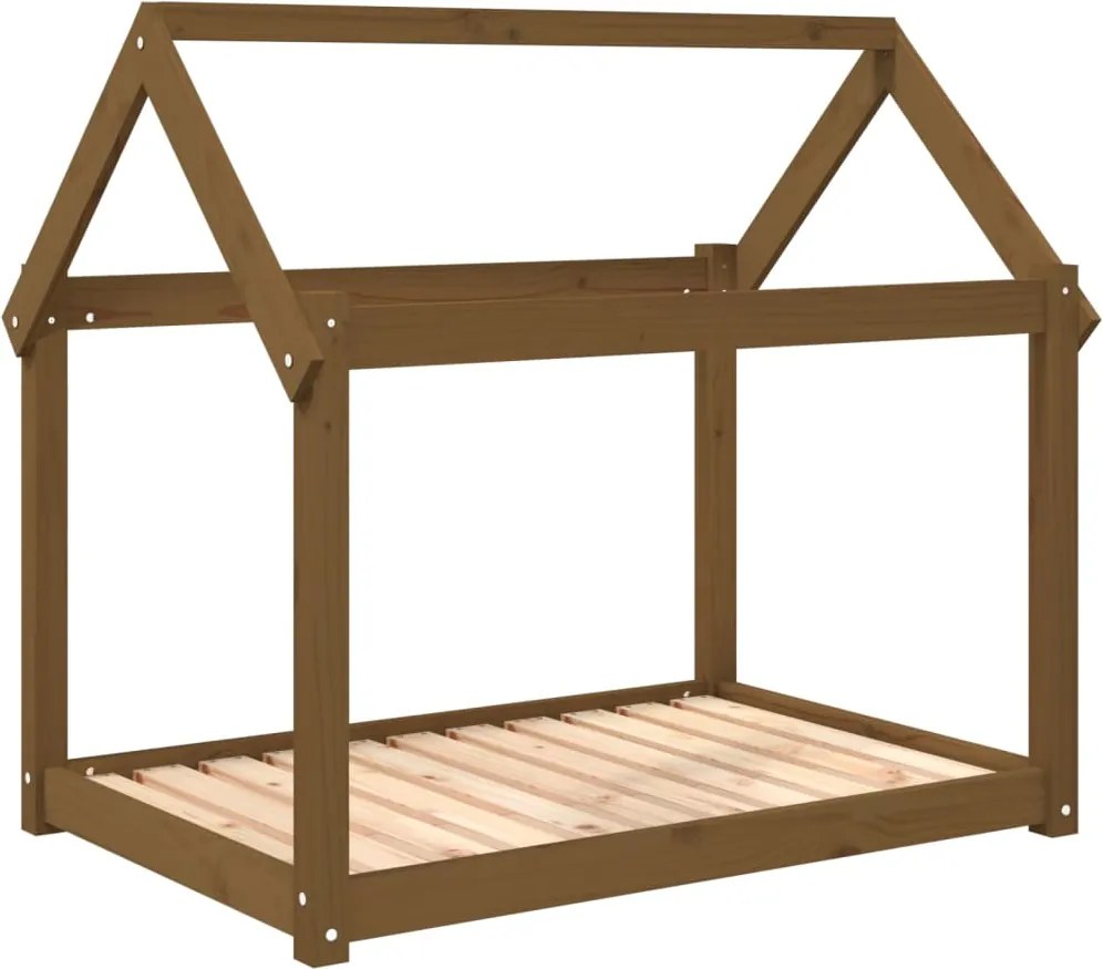 vidaXL mézbarna tömör fenyőfa kutyaágy 101x70x90 cm