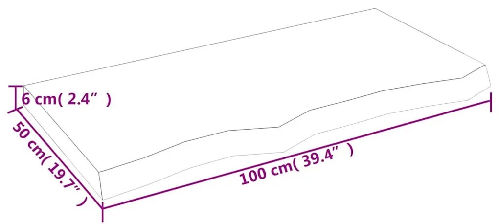 világosbarna kezelt tömör tölgyfa fali polc 100x50x(2-6) cm