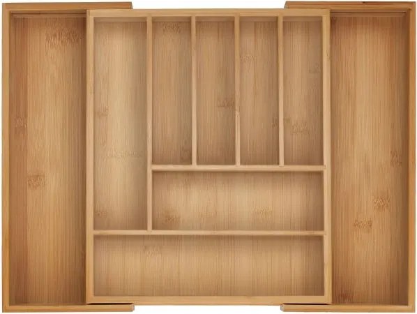 Kihúzható bambusz evőeszköztartó konyhai rendszerező I140