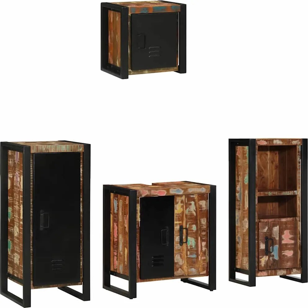 vidaXL Fürdőszoba bútor szett 4 pcs Szilárd Újrahasznosított Fa