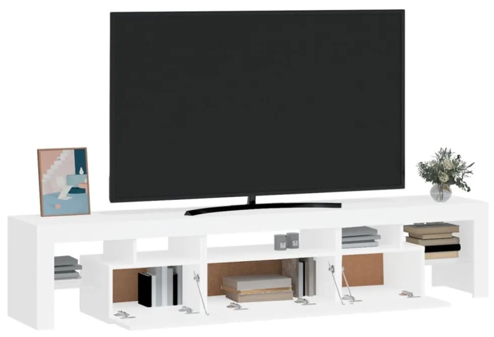 fehér TV-szekrény LED-lámpákkal 200x36,5x40 cm