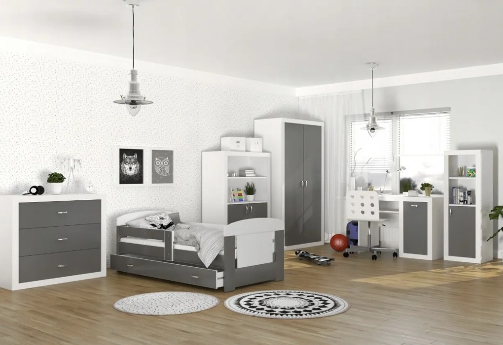 JAKUB Color gyerek ruhásszekrény, fehér/rózsaszín