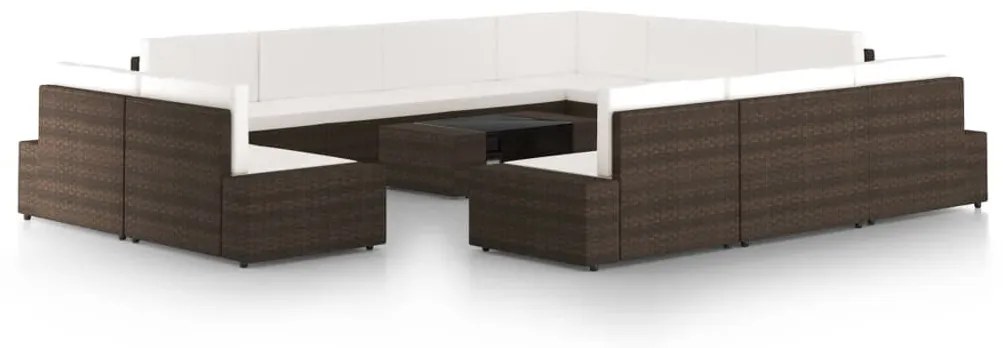 12 részes barna polyrattan kerti ülőgarnitúra párnákkal