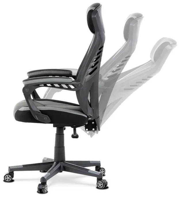 Szürke Ekobőr Gamer Szék, Hinta Mechanikával. KA-Y213 GREY