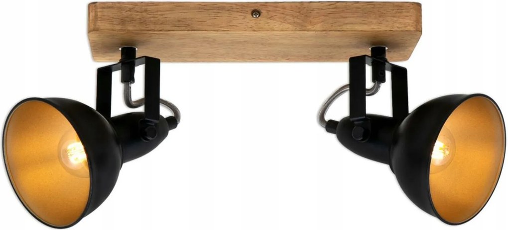 Briloner Barnim spotlámpa 2x E14 fekete/fa/arany 28 cm IP20