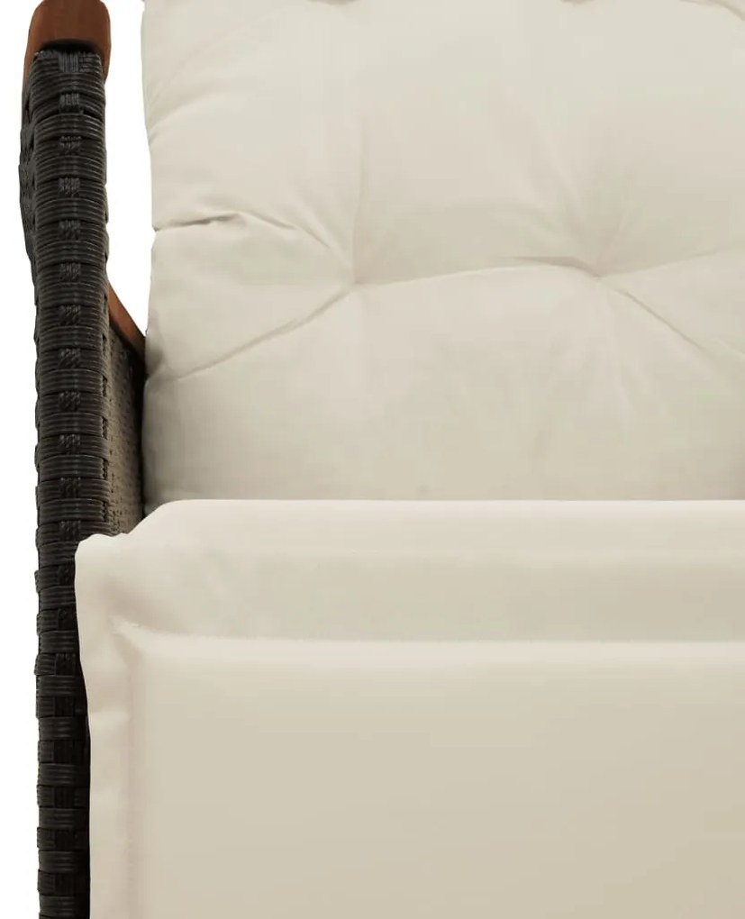 7 részes fekete polyrattan kerti bisztrógarnitúra párnákkal