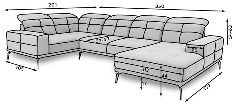 Világosbarna bársony sarokkanapé (jobb oldali-U alakú) Neviro – ELTAP