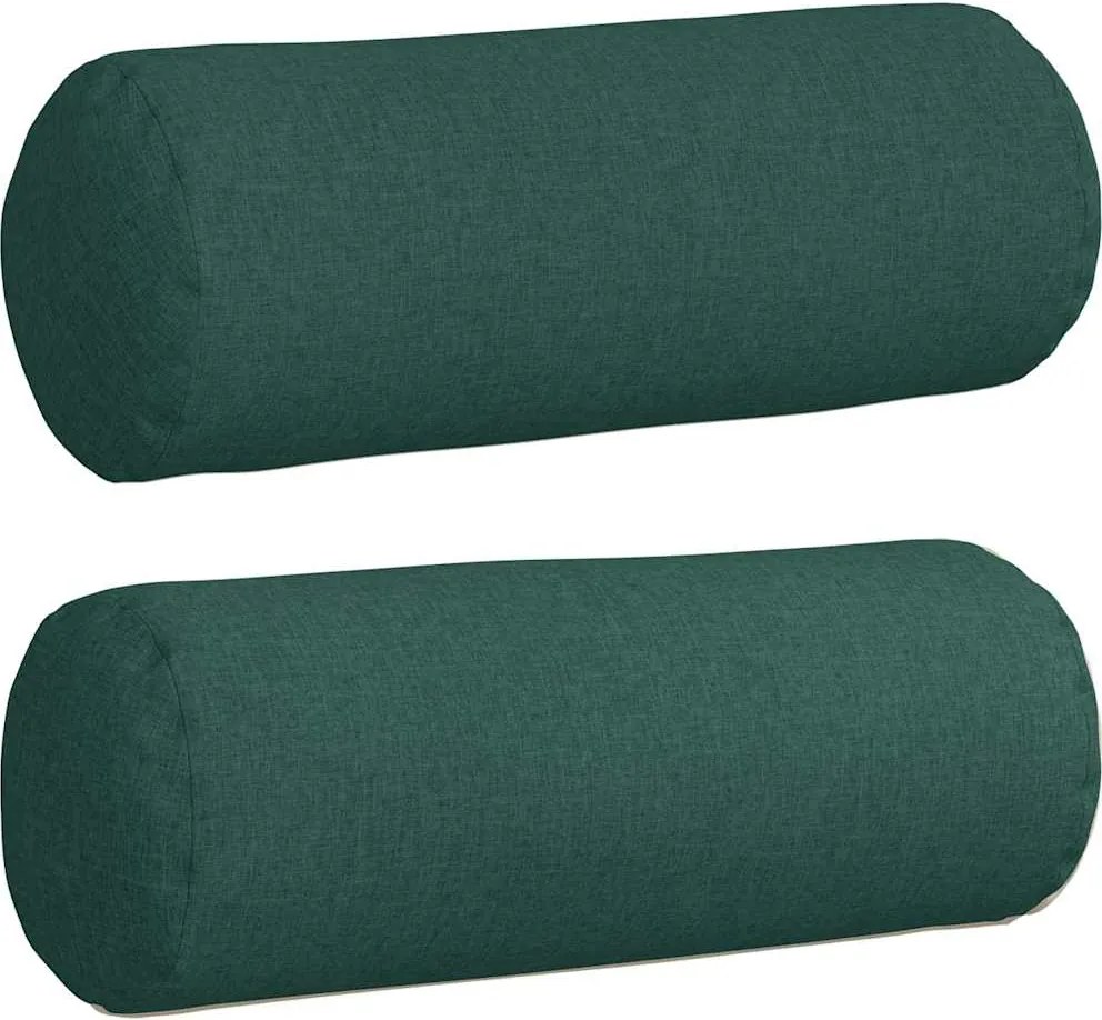 vidaXL Hengerpárnák 2 pcs Sötétzöld Ø 25 x 70 cm szövet