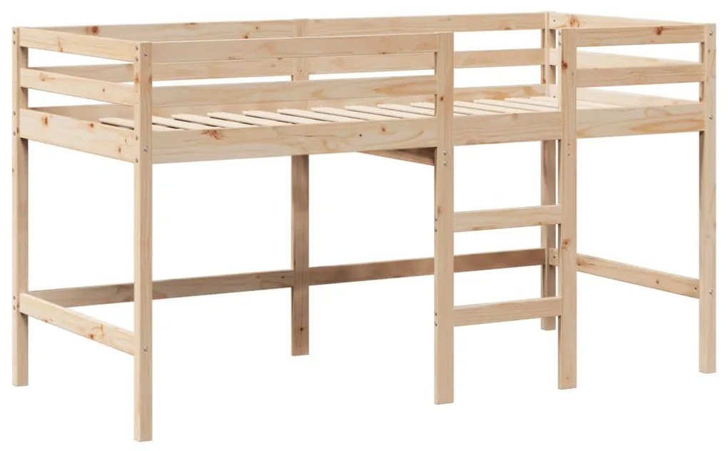 tömör fenyőfa galériaágy létrával és tetővel 90 x 200 cm