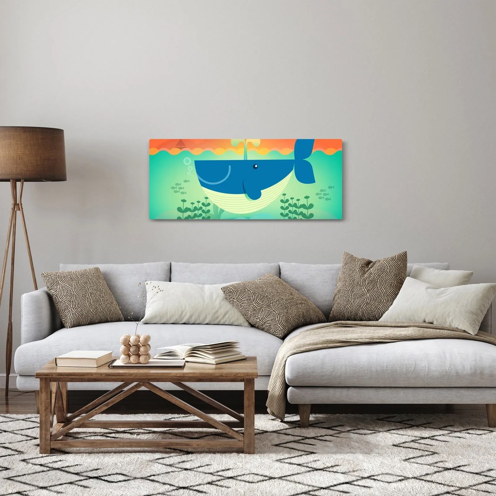 Kép - Vidám bálna a tengerben (120x50 cm)