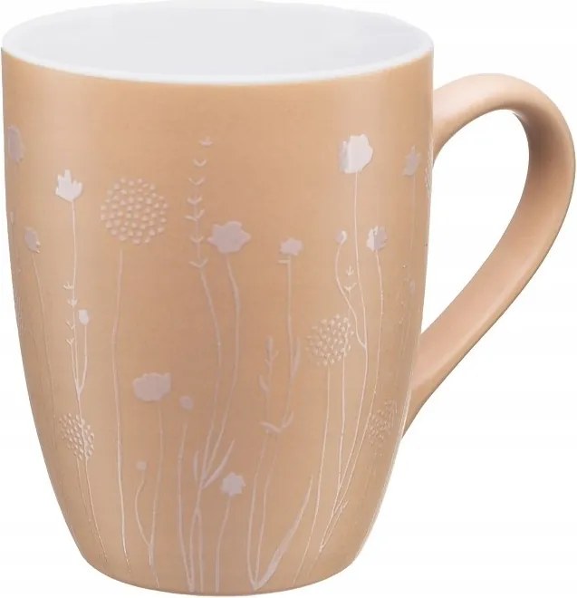 Porcelán bögre bézs 340 ml mezei virágok dombornyomásával 1 db