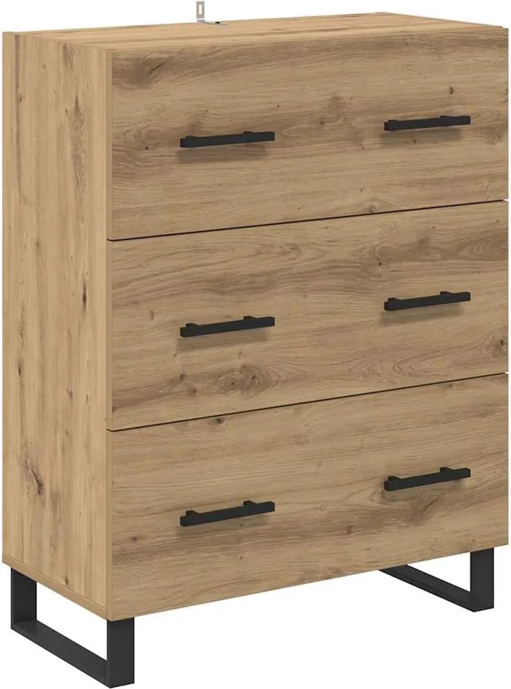 vidaXL Széf fiókkal Artisan tölgy 69,5 x 34 x 90 cm Műszaki fa és vas