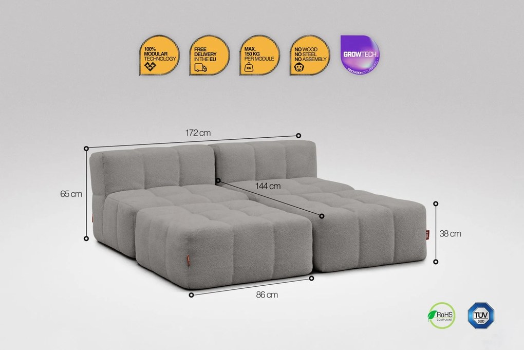 4 Teiliges Modulares Sofa – Grau