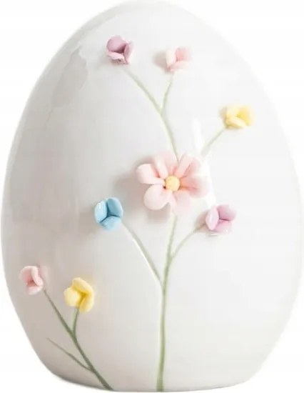 Bulaq kerámia tojás figura dekoratív virágokkal 11,7x15 cm Homla