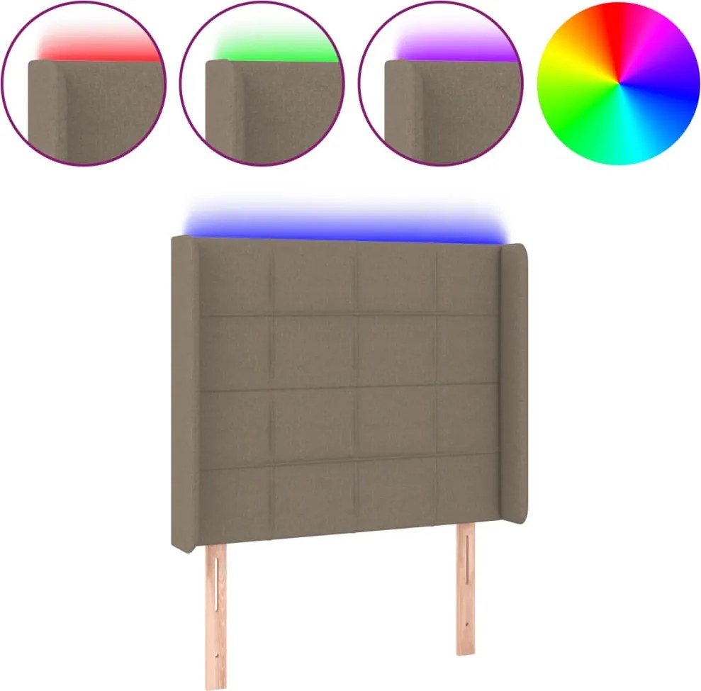 vidaXL tópszínű szövet LED-es fejtámla 103x16x118/128 cm