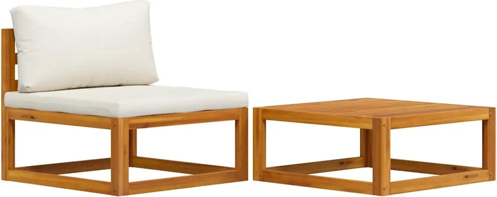 vidaXL 2 részes tömör akácfa kerti ülőgarnitúra párnával
