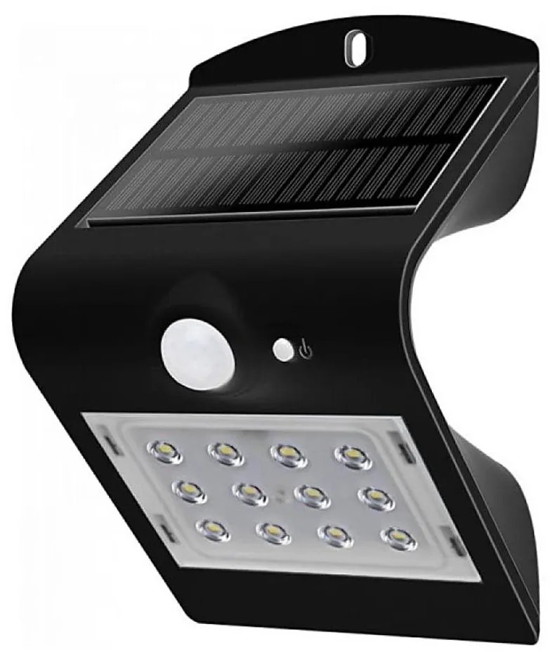 V-Tac LED Napelemes érzékelős fali lámpa LED/1.5W/3,7V IP65 fekete VT0276
