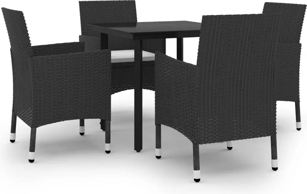 vidaXL 5 részes polyrattan és üveg kerti étkezőgarnitúra párnákkal