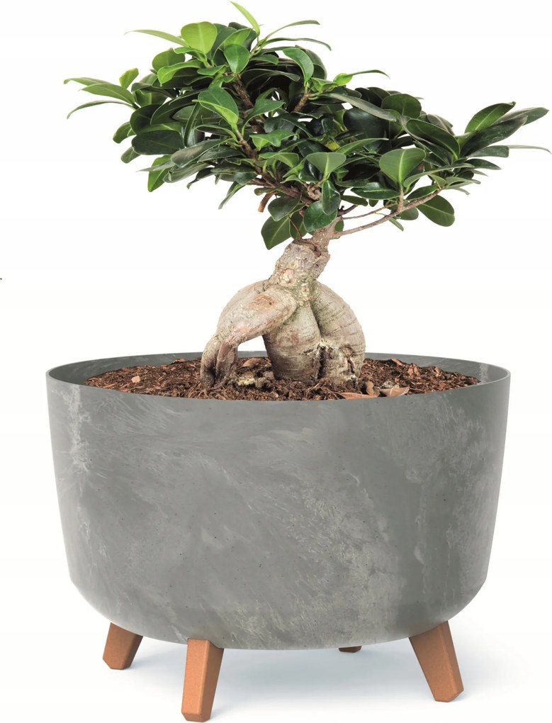 Virágtartó kerek 39 cm szürke tál láb betét