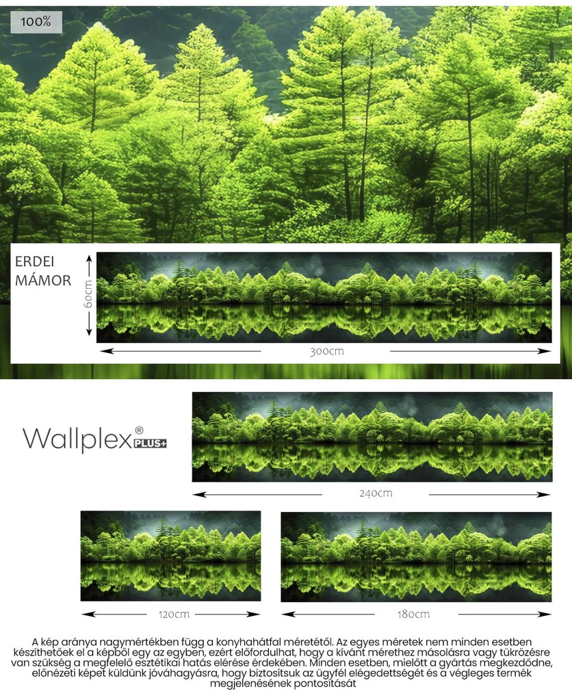 Wallplex konyhahátfal Smaragd Erdő (Méret: 60x180)