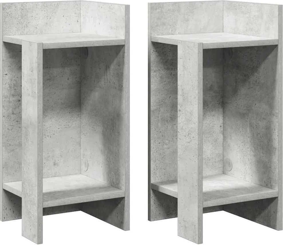 vidaXL 2 db betonszürke kisasztal polccal 25,5 x 27 x 60 cm