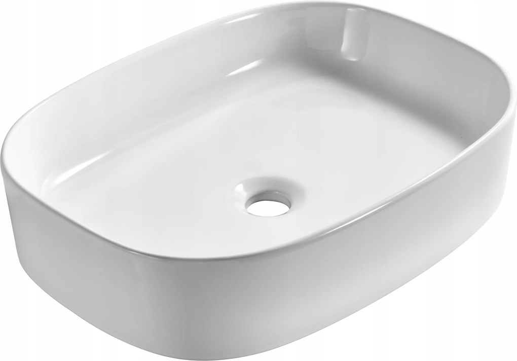Pultra helyezhető Mosdókagyló 51x37x12 fehér ovális lekerekített kerámia Omeble