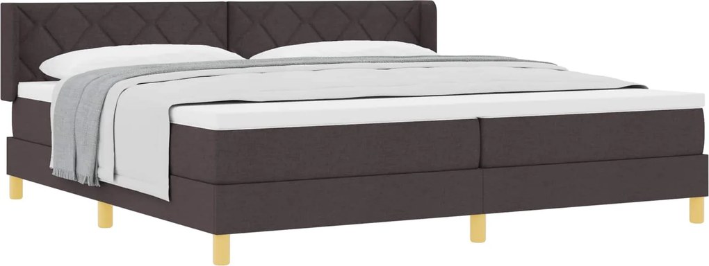 vidaXL Boxrugós ágy matracmal Sötét Barna 200 x 200 cm Poliészter