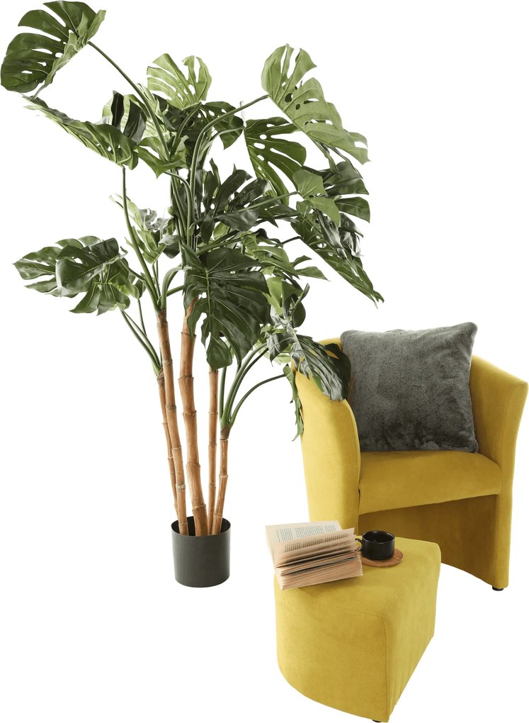 Klub fotel puffal, mustár, ROSE