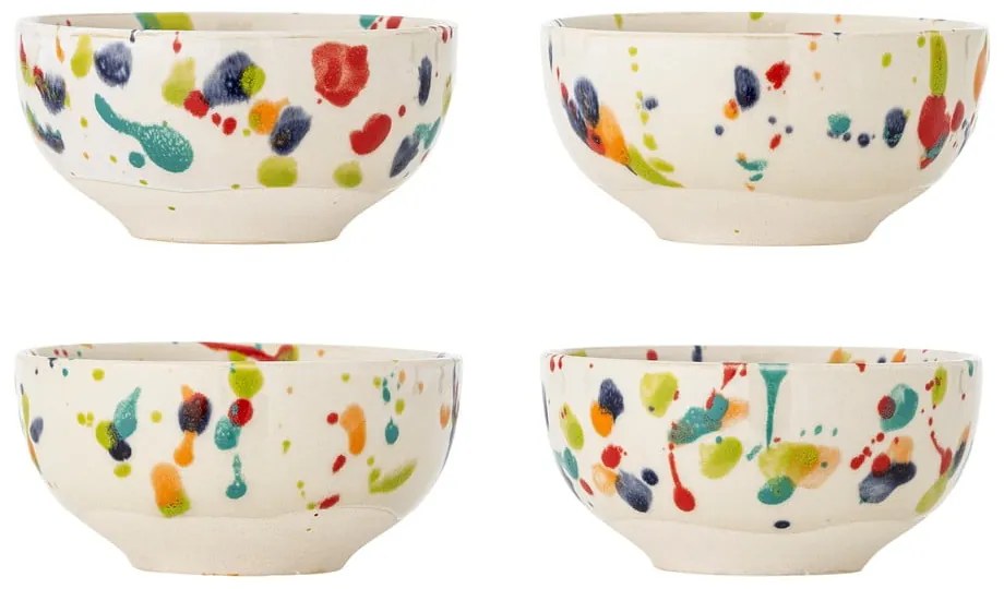 Krémszínű kőedény tálka szett 4 db-os 300 ml Freckles – Bloomingville