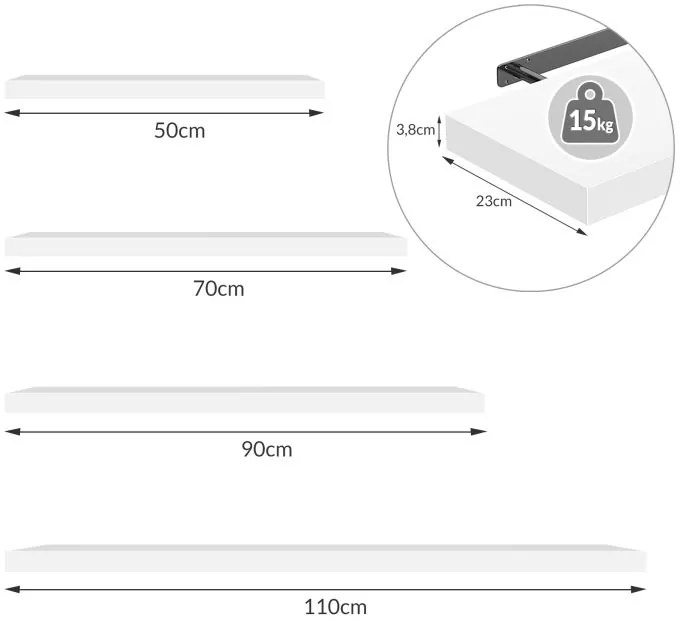 FIGO+ fali polc konzollal, 70 cm, sötét tölgy Casaria