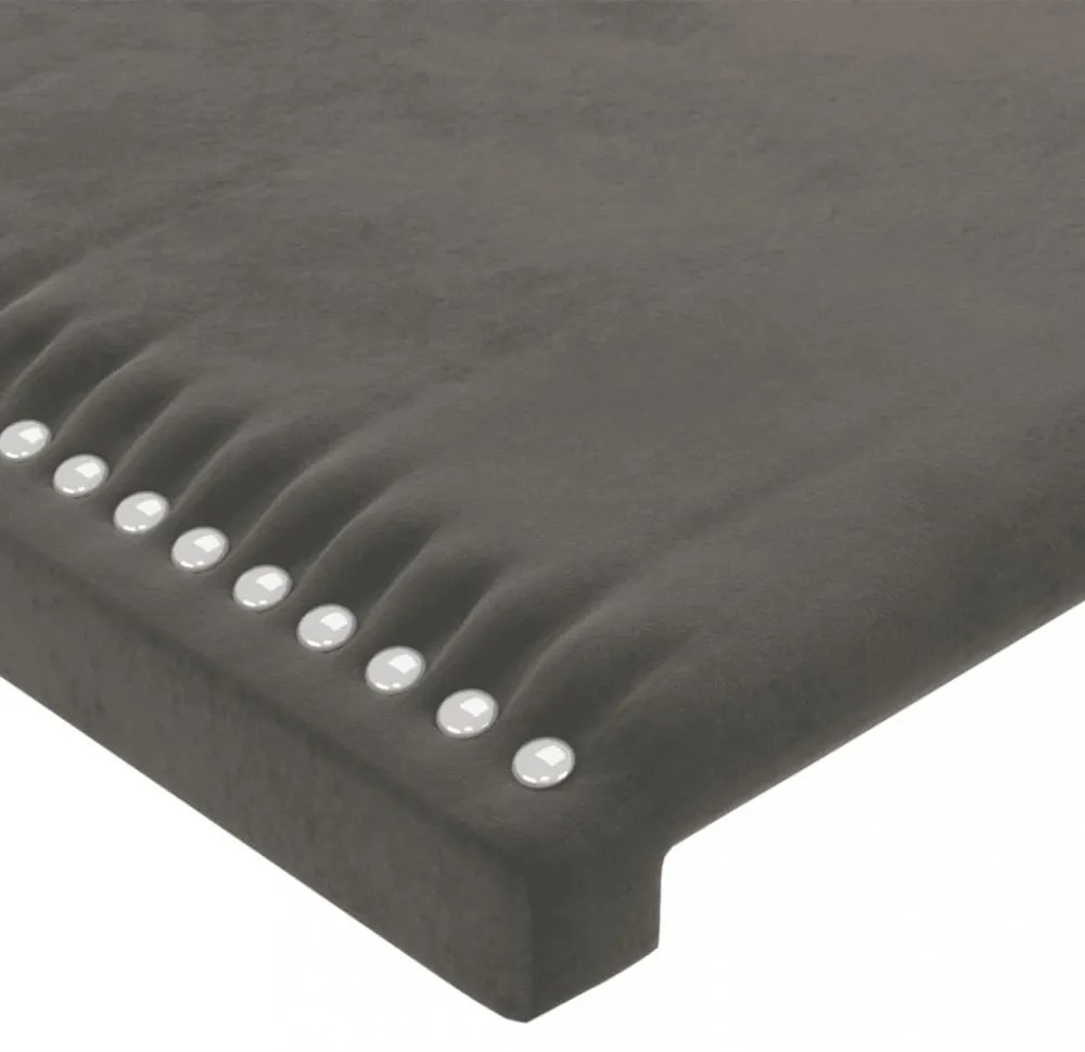 sötétszürke bársony LED-es fejtámla 147 x 16 x 78/88 cm