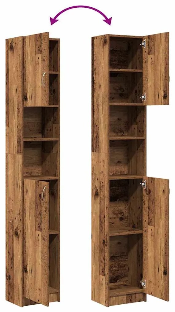 Fürdőszobaszekrény régi fa 32x25,5x190 cm gépelt fa