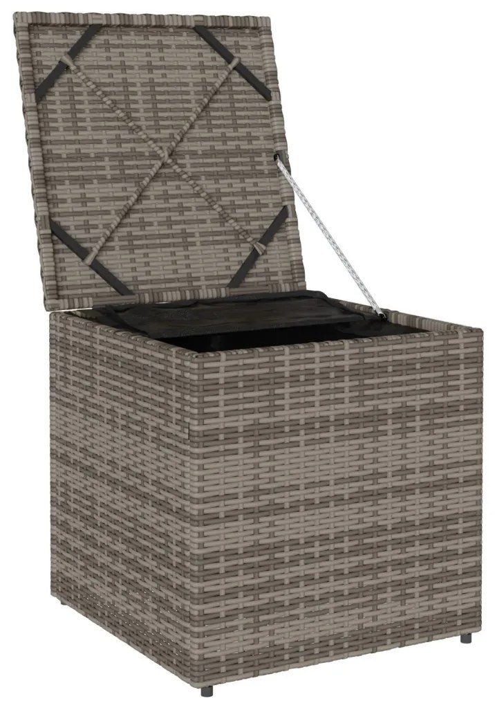 Kültéri Tárolódoboz Szürke és Sötétszürke Rattan Nagy Tárolás