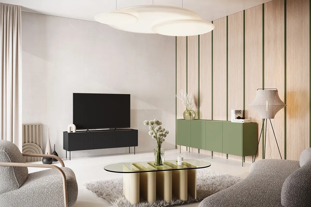 Desin TV-szekrény 170 cm fém lábakkal - fekete matt / nagano tölgy