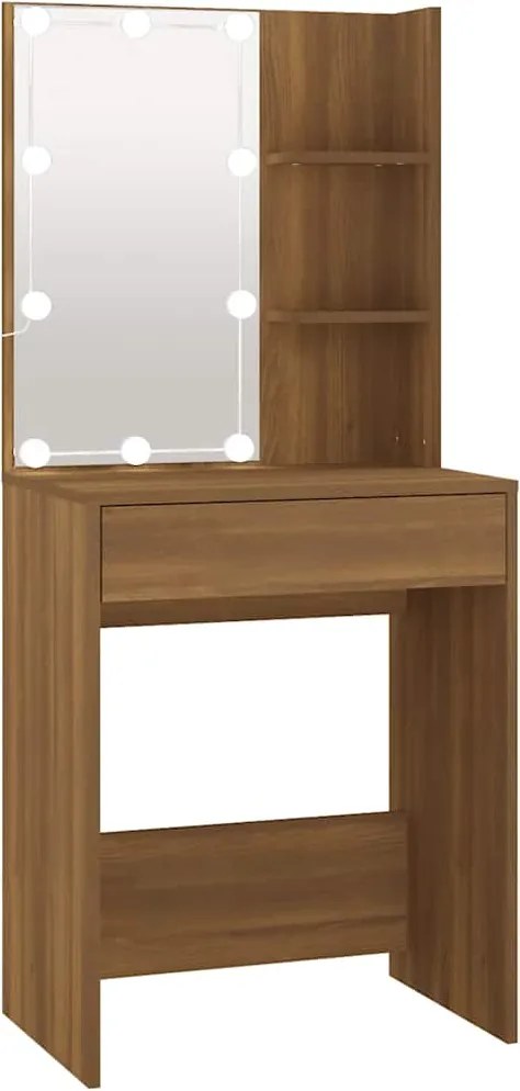 vidaXL barna tölgy színű LED-es fésülködőasztal 60 x 40 x 140 cm