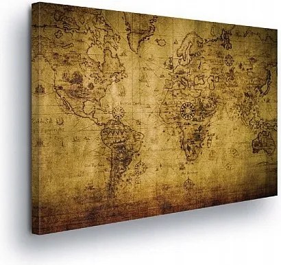 Vászonkép 60x40 Régi világtérkép antik vintage retro földrajz utazás
