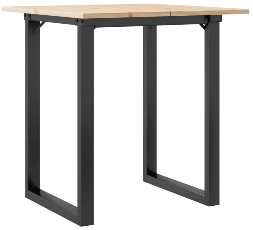 Tömör fenyőfa és acél étkezőasztal O-vázzal 60x60x75 cm