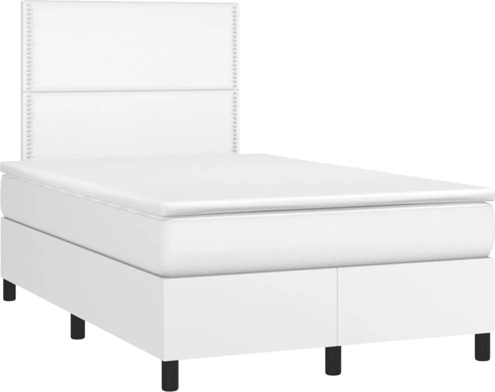 vidaXL fehér műbőr rugós ágy matraccal 120x190 cm