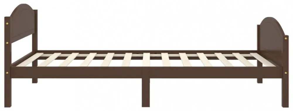 sötétbarna tömör fenyőfa ágykeret 100 x 200 cm