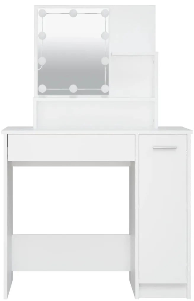 Fehér fésülködőasztal LED-del 86,5 x 35 x 136 cm