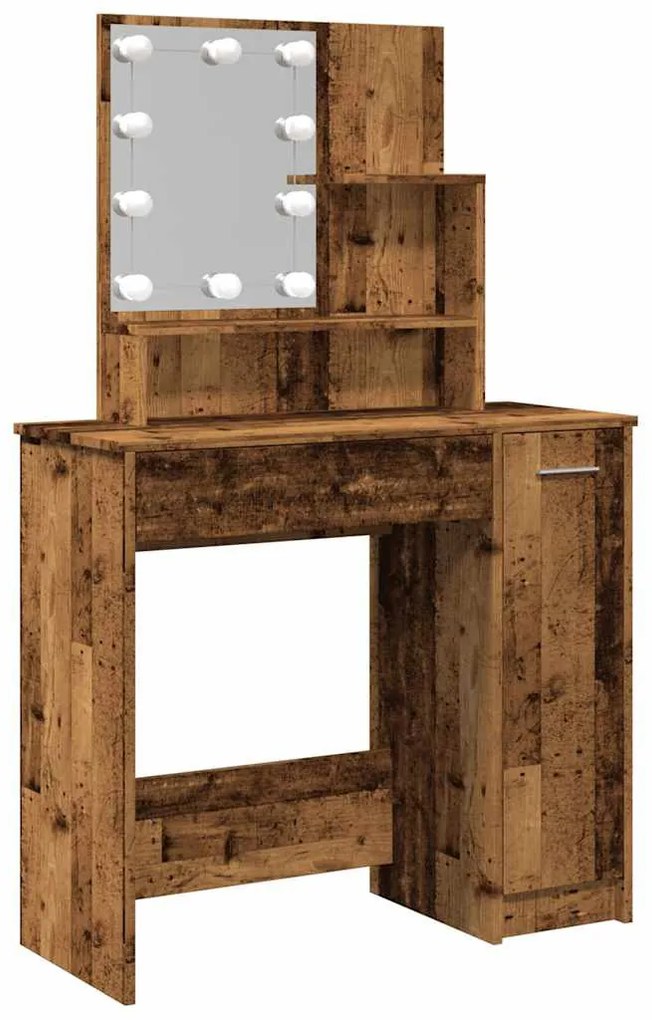 antik fa színű LED.es fésülködőasztal 86,5 x 35 x 136 cm