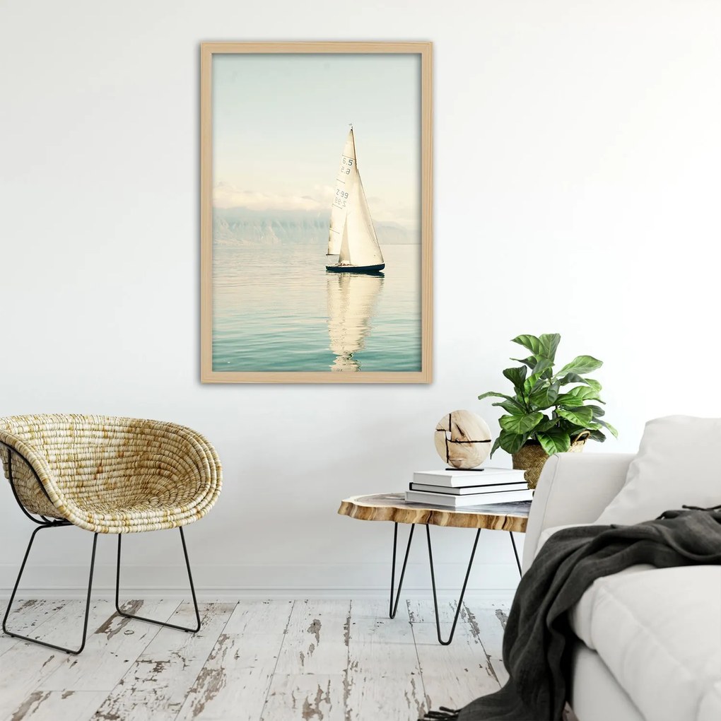 Gario Poszter Vitorlás a vízen A keret színe: Fehér, Méret: 30 x 45 cm